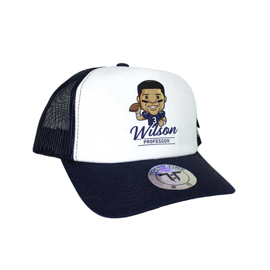 White-Navy Blue - Front - Tokyo Time Unisex Adult Russell Wilson NFLPA Mesh Back Baseball Cap