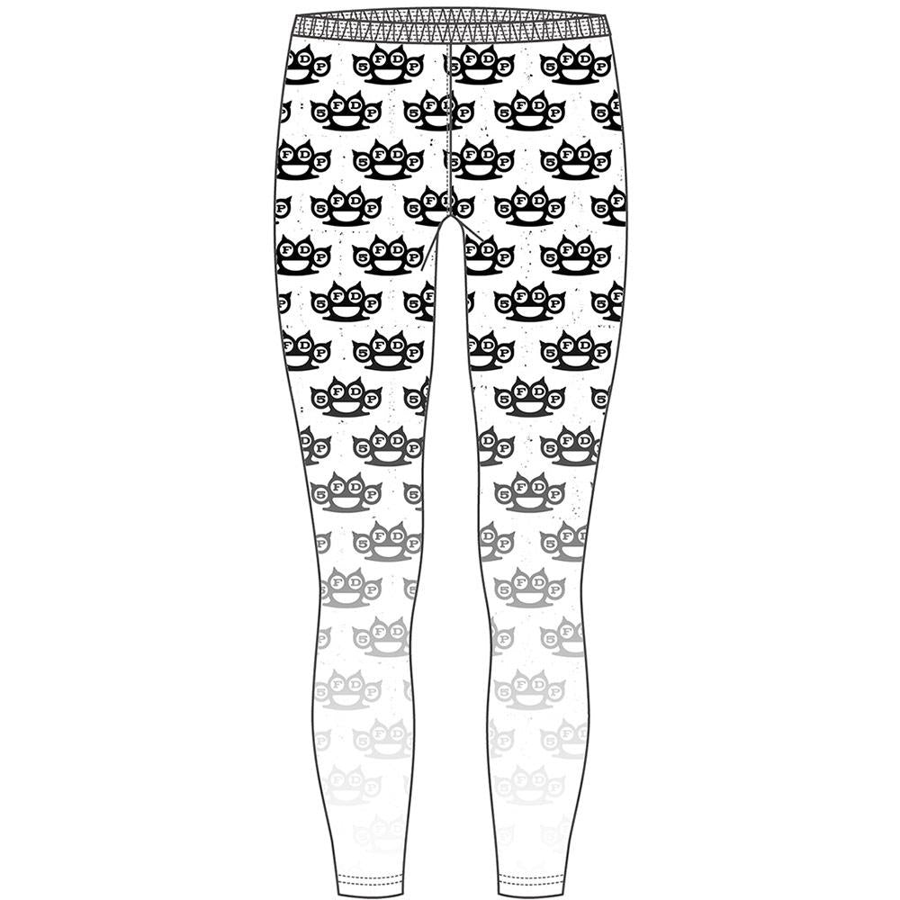 Black-White - Front - Five Finger Death Punch Womens-Ladies Knuckle Duster Leggings