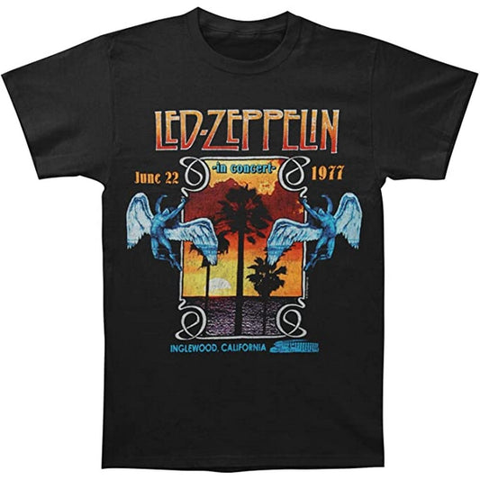 Black - Front - Led Zeppelin Unisex Adult Inglewood T-Shirt