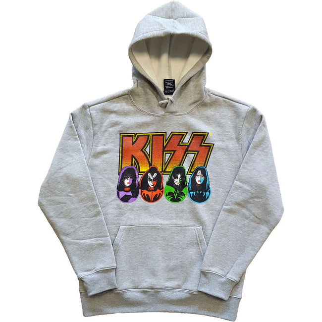 Grey - Front - Kiss Unisex Adult Logo, Faces & Icons Hoodie