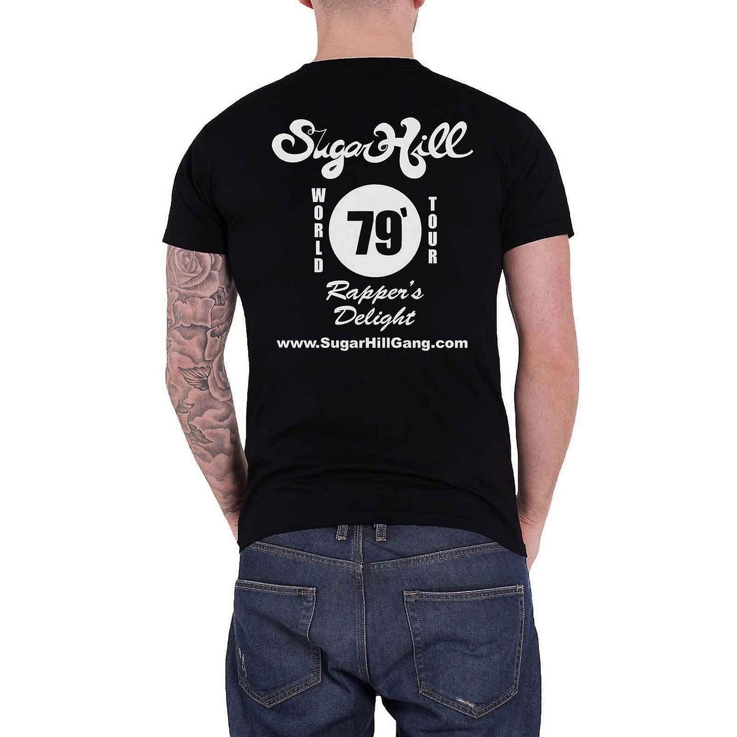 Black-White - Back - The Sugarhill Gang Unisex Adult Rappers Delight Tour Back Print T-Shirt