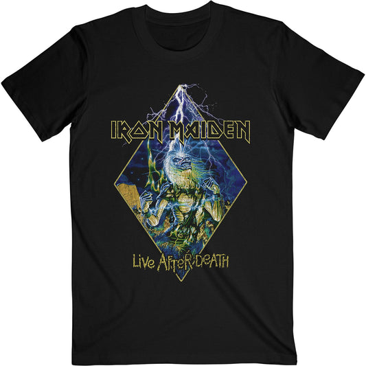 Black - Front - Iron Maiden Unisex Adult Live After Death Diamond T-Shirt