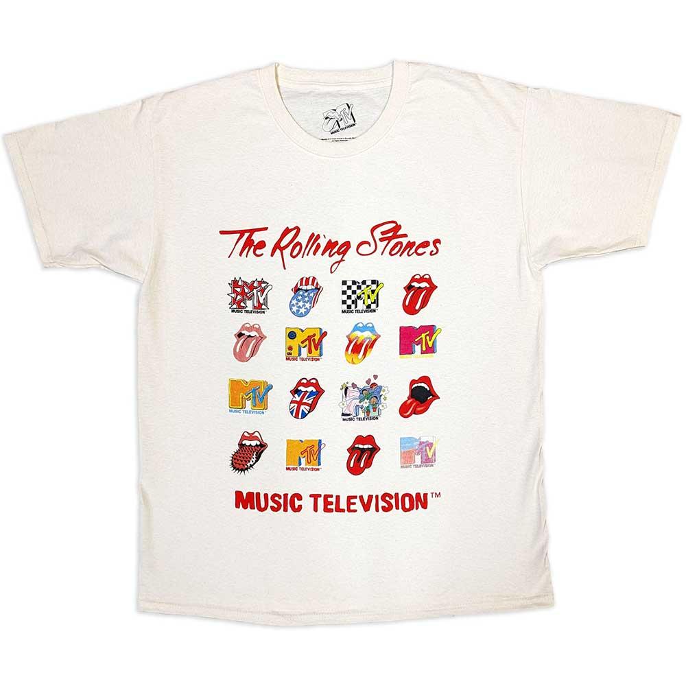Natural - Front - MTV Unisex Adult Mashup Rolling Stones Logo T-Shirt