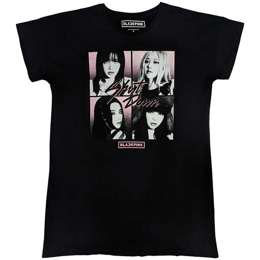 Black - Front - BlackPink Womens-Ladies Grid Photos Nightie