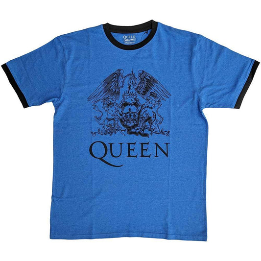 Blue - Front - Queen Unisex Adult Crest Logo T-Shirt