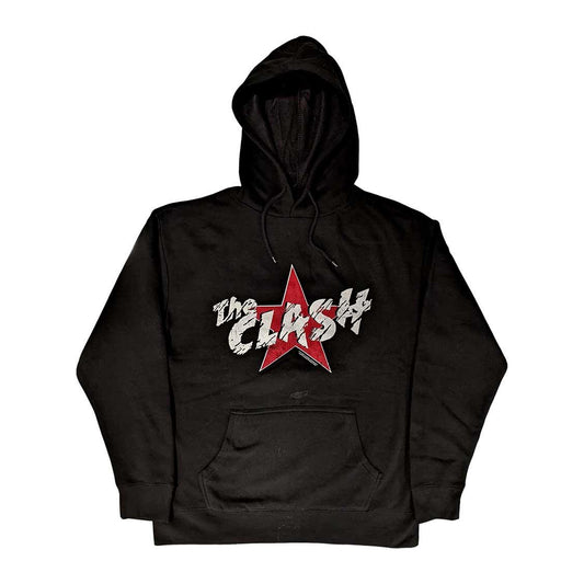 Black - Front - The Clash Unisex Adult Star Logo Pullover Hoodie