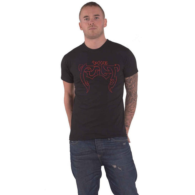 Black - Side - The Cult Unisex Adult Outline Cotton Logo T-Shirt