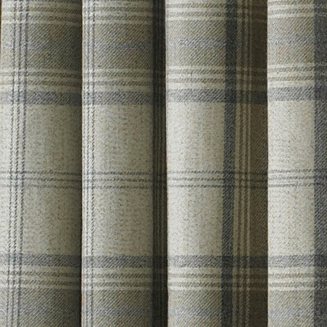 Natural - Side - Riva Home Aviemore Checked Pattern Ringtop Curtains