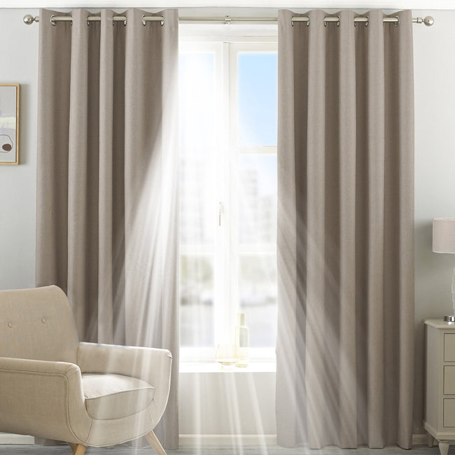 Natural - Side - Riva Home Eclipse Blackout Eyelet Curtains