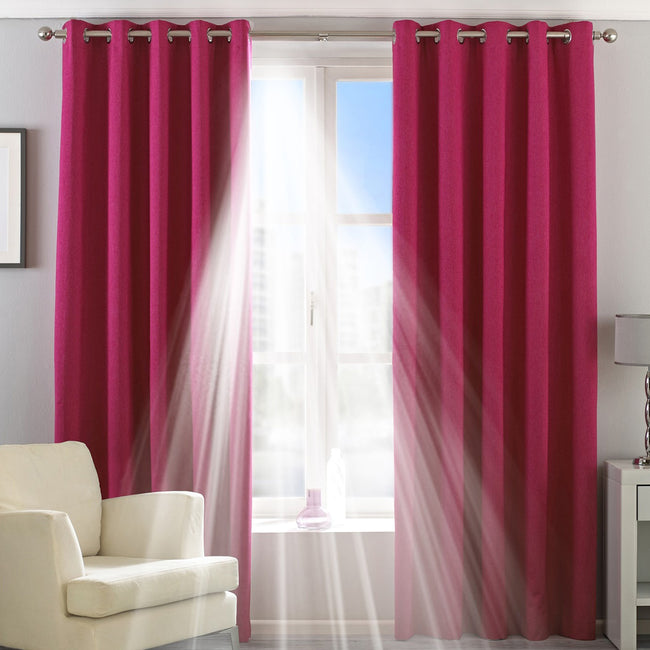 Pink - Side - Riva Home Eclipse Blackout Eyelet Curtains