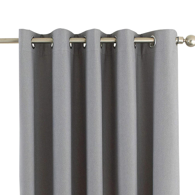 Silver - Front - Riva Home Eclipse Blackout Eyelet Curtains