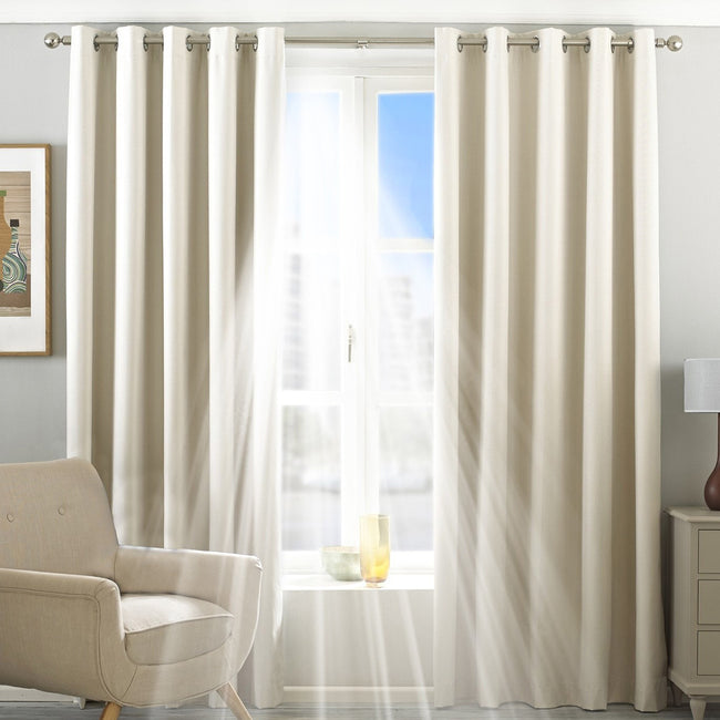 Ivory - Side - Riva Home Eclipse Blackout Eyelet Curtains