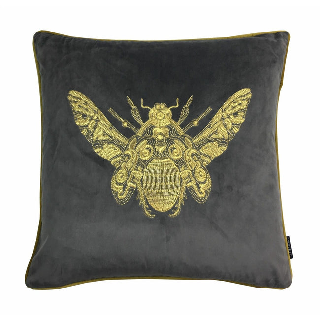 Charcoal Grey - Front - Riva Home Cerana Bee Design Cushion Cover