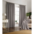 Grey - Back - Furn Harrison Pencil Pleat Faux Wool Curtains (Pair)