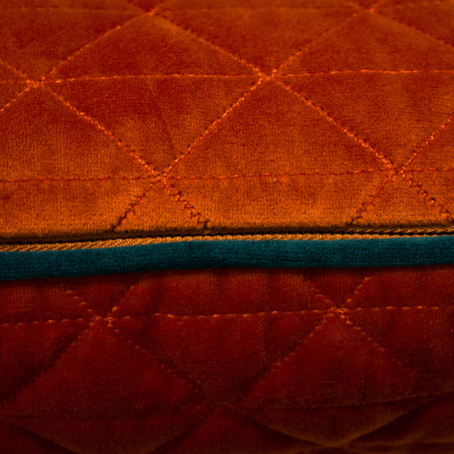 Jaffa Orange-Teal - Close up - Riva Home Quartz Cushion Cover with Geometric Diamond Design