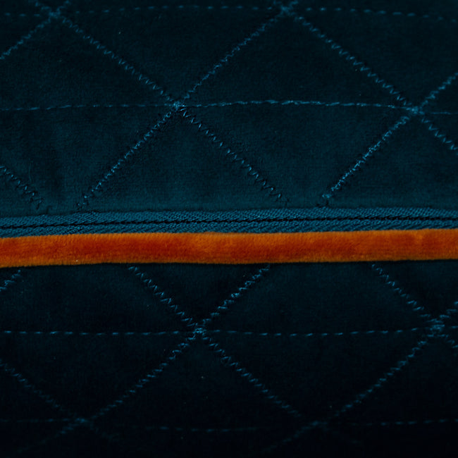 Teal-Jaffa Orange - Close up - Riva Home Quartz Cushion Cover with Geometric Diamond Design