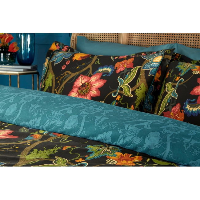 Black-Multicoloured - Side - Riva Paoletti Botanist Duvet Cover Set