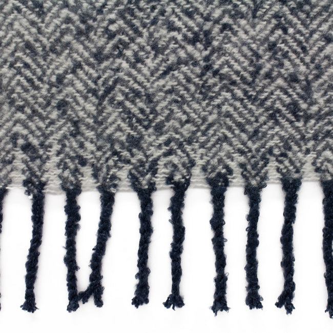 Navy - Back - Furn Weaver Throw with Herringbone Design