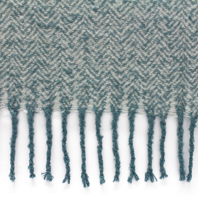 Teal - Back - Furn Weaver Throw with Herringbone Design