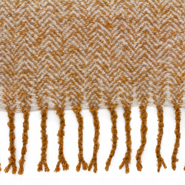 Gold - Back - Furn Weaver Throw with Herringbone Design