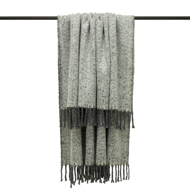 Grey - Front - Furn Weaver Throw with Herringbone Design
