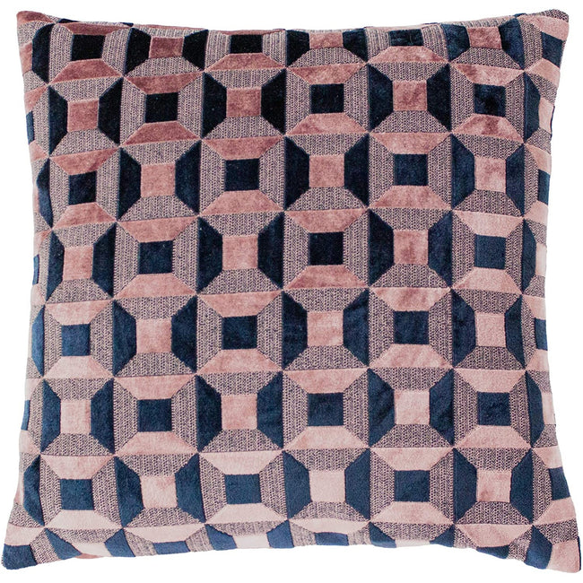 Blush Pink-Navy - Front - Paoletti Empire Cushion Cover