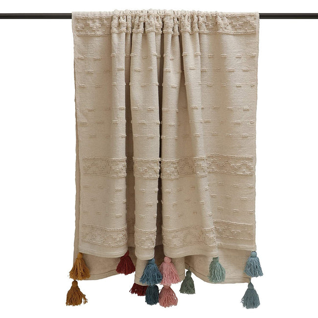 Multicoloured-Beige - Front - Furn Throw