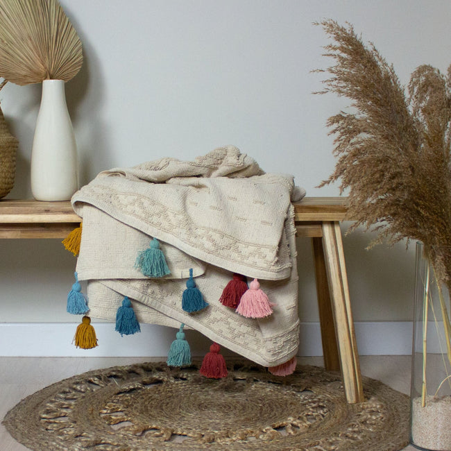 Multicoloured-Beige - Back - Furn Throw
