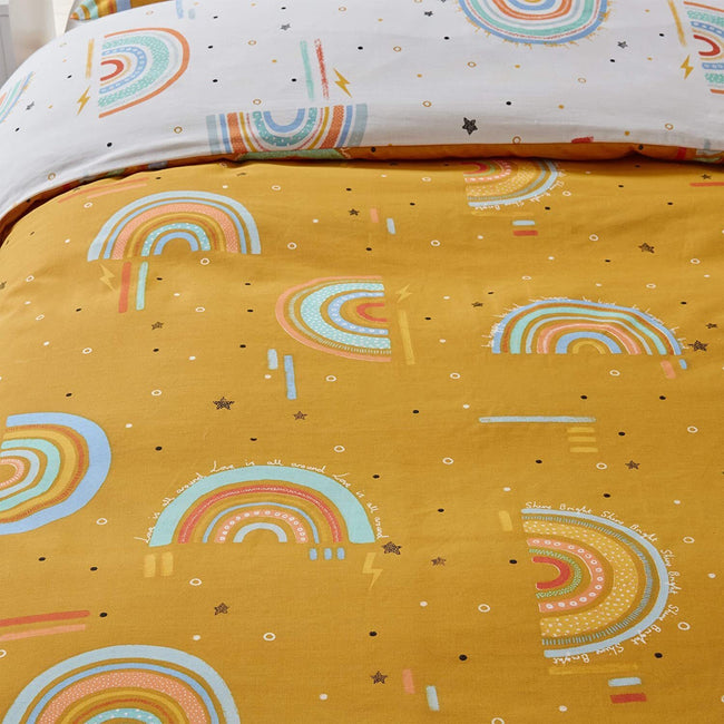 Mustard Yellow - Lifestyle - Little Furn Childrens-Kids Rainbow Duvet Cover Set