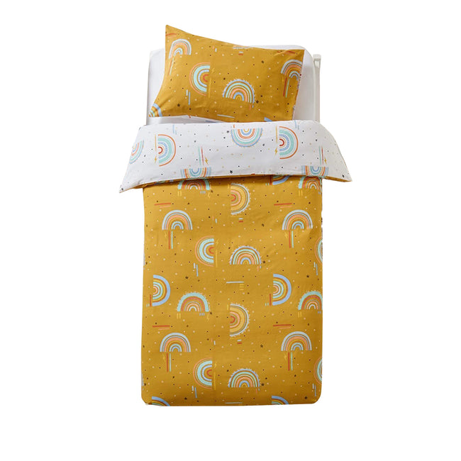 Mustard Yellow - Front - Little Furn Childrens-Kids Rainbow Duvet Cover Set