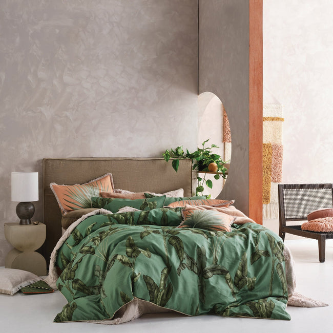Green-Taupe - Back - Linen House Livia Duvet Cover Set
