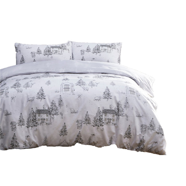 White-Grey - Front - Furn Toile Duvet Cover Set