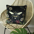 Black-Green - Back - Evans Lichfield Midnight Garden Bee Cushion Cover
