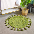 Green - Back - Furn Circle Tassel Mandala Bath Mat