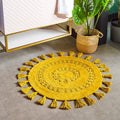 Ochre Yellow - Back - Furn Circle Tassel Mandala Bath Mat