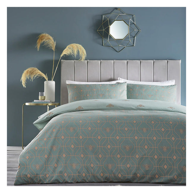 Eau De Nil - Front - Furn Bee Deco Geometric Duvet Cover Set