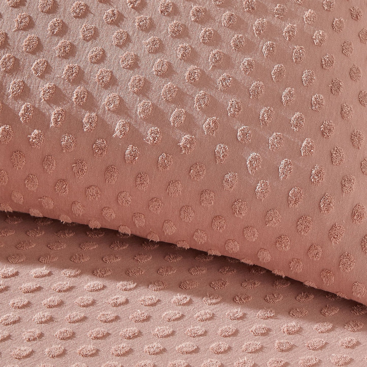 Blush - Side - The Linen Yard Tufted Polka Dot Duvet Cover Set