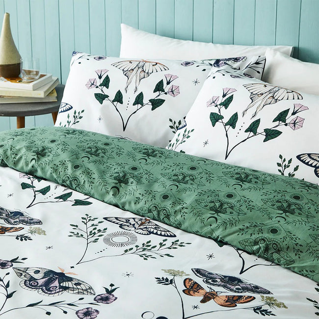 White-Pale Green - Back - Furn Chrysirida Duvet Cover Set
