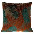 Teal-Rust - Front - Paoletti Palm Grove Jacquard Square Cushion Cover