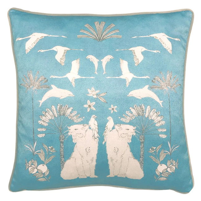 Blue - Front - Furn Colony Botanical Cushion Cover