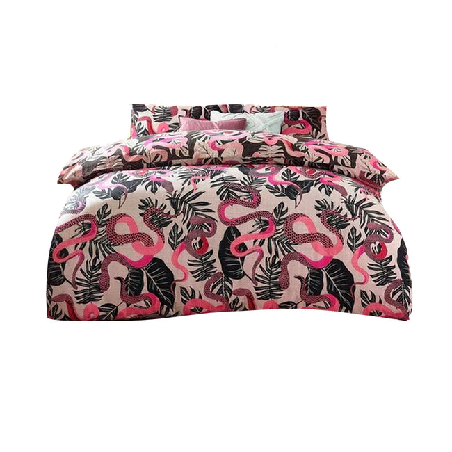 Ruby-Pink - Front - Furn Serpentine Tropical Duvet Set