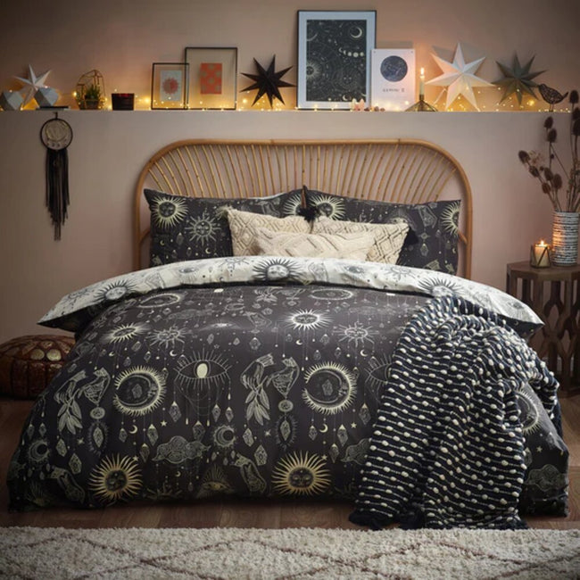 Gold-Navy - Front - Furn Constellation Duvet Cover Set