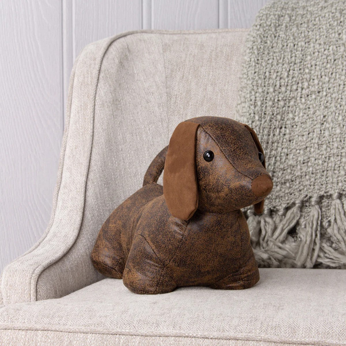Brown - Pack Shot - Paoletti Dexter Daschund Dog Door Stopper