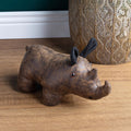 Brown - Pack Shot - Paoletti Faux Leather Rhinoceros Doorstop