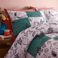 Green-Natural - Side - Furn Mythos Reversible Checkerboard Duvet Cover Set