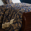 Navy-Gold - Side - Paoletti Shiraz Traditional Jacquard Throw