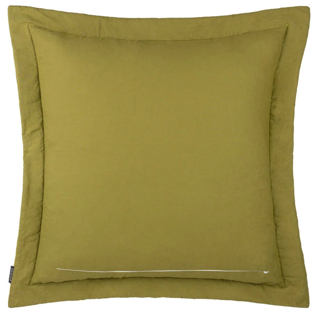 Moss - Back - Paoletti Palmeria Velvet Quilted Cushion Cover