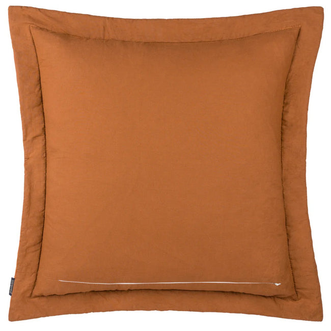 Rust - Back - Paoletti Palmeria Velvet Quilted Cushion Cover