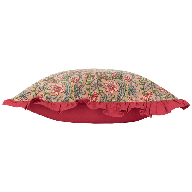 Blushing Rose - Side - Paoletti Haven Cotton Velvet Floral Cushion Cover
