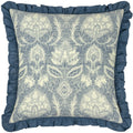 French Blue - Front - Paoletti Kirkton Pleated Floral Cushion Cover